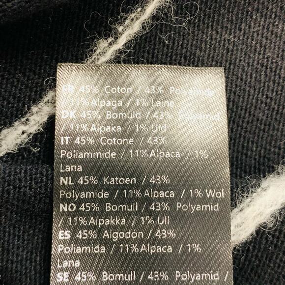 Samsoe May Crew Neck Black Stripe Cotton Alpaca Fuzzy Sweater - Size S - Picture 7 of 9